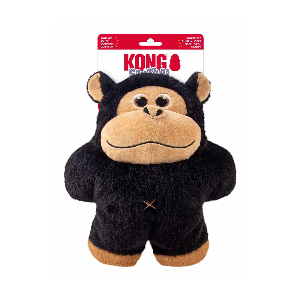 KONG Snuzzles Gorilla 28 x 25 x 10 cm - blød bamse med dyb lyd